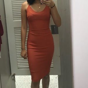 Orange/pink midi dress